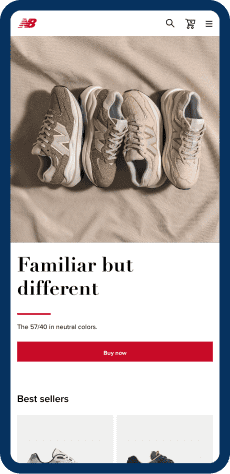 Darstellung "New Balance" Onlineshop auf dem Handy